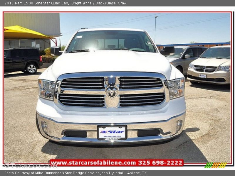 Bright White / Black/Diesel Gray 2013 Ram 1500 Lone Star Quad Cab