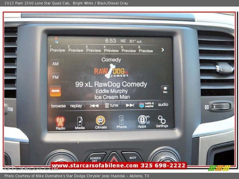 Bright White / Black/Diesel Gray 2013 Ram 1500 Lone Star Quad Cab
