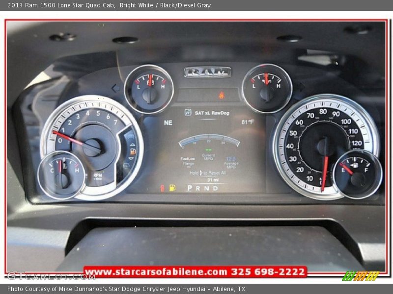 Bright White / Black/Diesel Gray 2013 Ram 1500 Lone Star Quad Cab
