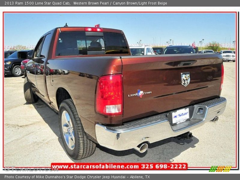 Western Brown Pearl / Canyon Brown/Light Frost Beige 2013 Ram 1500 Lone Star Quad Cab