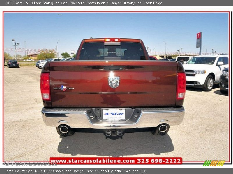 Western Brown Pearl / Canyon Brown/Light Frost Beige 2013 Ram 1500 Lone Star Quad Cab
