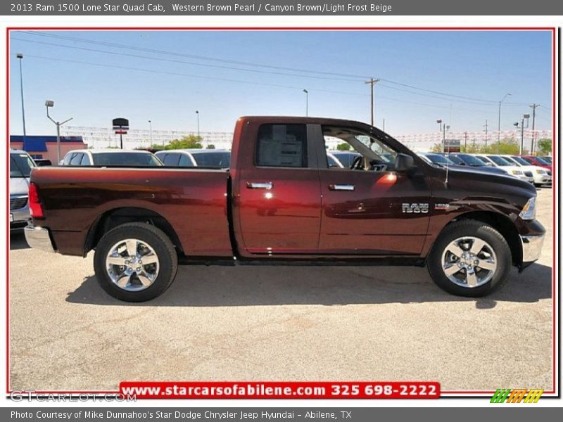 Western Brown Pearl / Canyon Brown/Light Frost Beige 2013 Ram 1500 Lone Star Quad Cab
