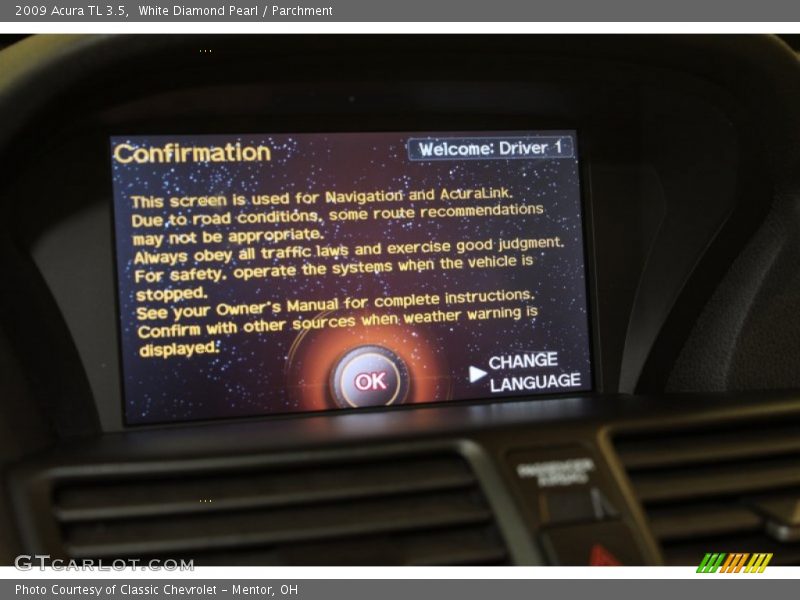 White Diamond Pearl / Parchment 2009 Acura TL 3.5
