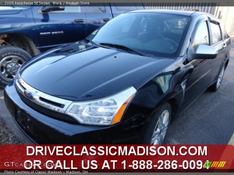 Black / Medium Stone 2008 Ford Focus SE Sedan