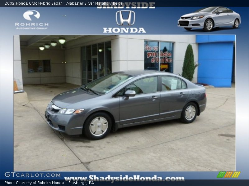 Alabaster Silver Metallic / Beige 2009 Honda Civic Hybrid Sedan