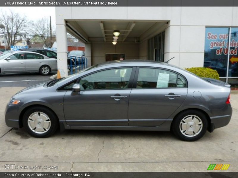 Alabaster Silver Metallic / Beige 2009 Honda Civic Hybrid Sedan