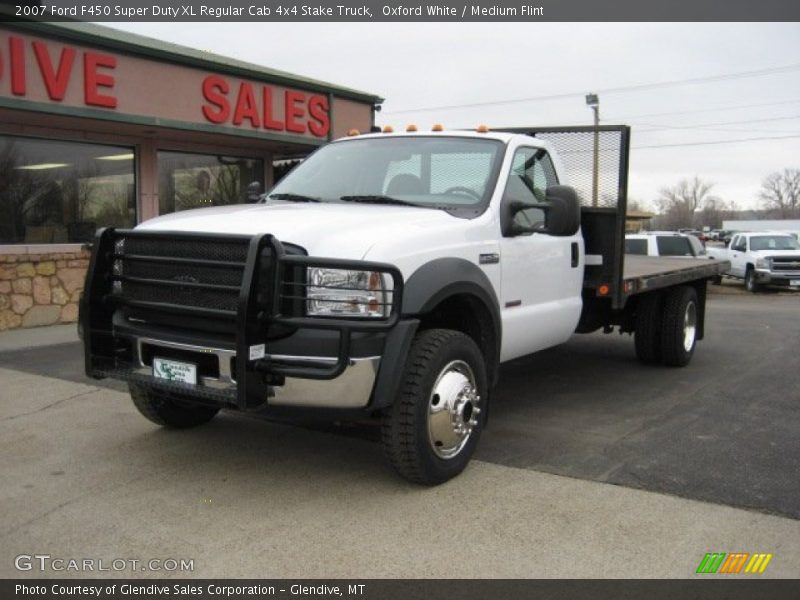 Oxford White / Medium Flint 2007 Ford F450 Super Duty XL Regular Cab 4x4 Stake Truck