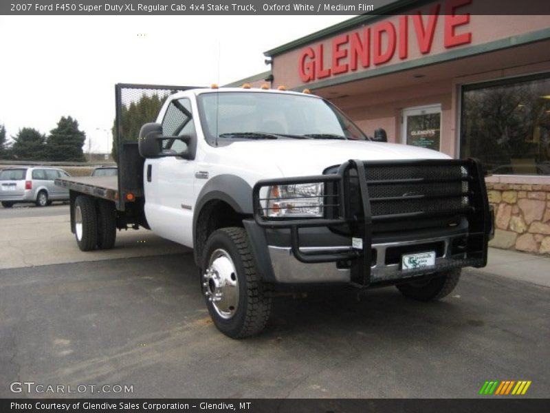 Oxford White / Medium Flint 2007 Ford F450 Super Duty XL Regular Cab 4x4 Stake Truck