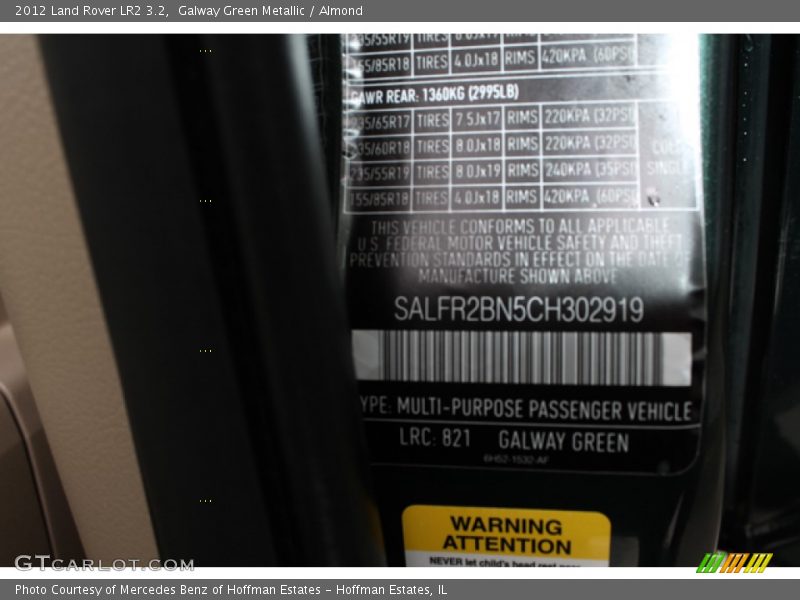 Galway Green Metallic / Almond 2012 Land Rover LR2 3.2