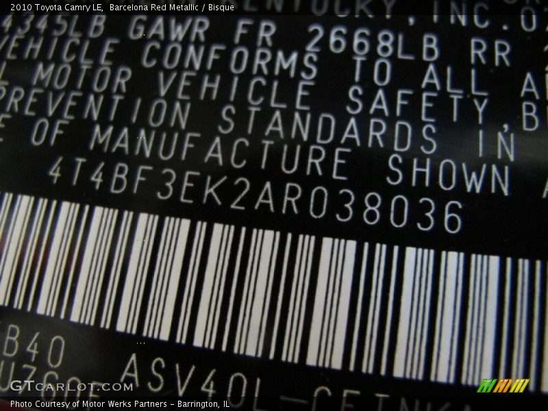 Barcelona Red Metallic / Bisque 2010 Toyota Camry LE