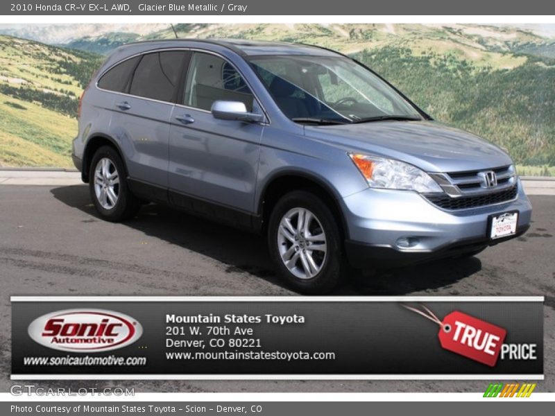 Glacier Blue Metallic / Gray 2010 Honda CR-V EX-L AWD