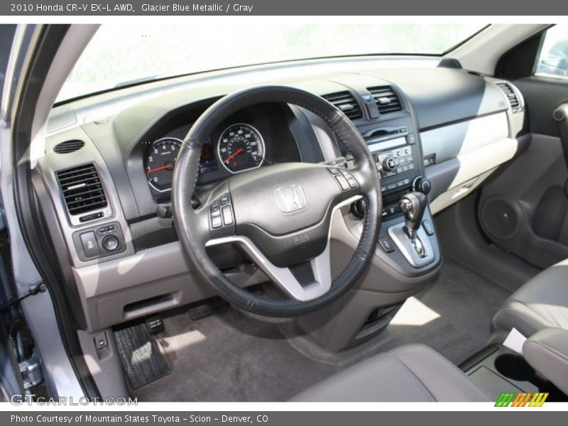 Glacier Blue Metallic / Gray 2010 Honda CR-V EX-L AWD