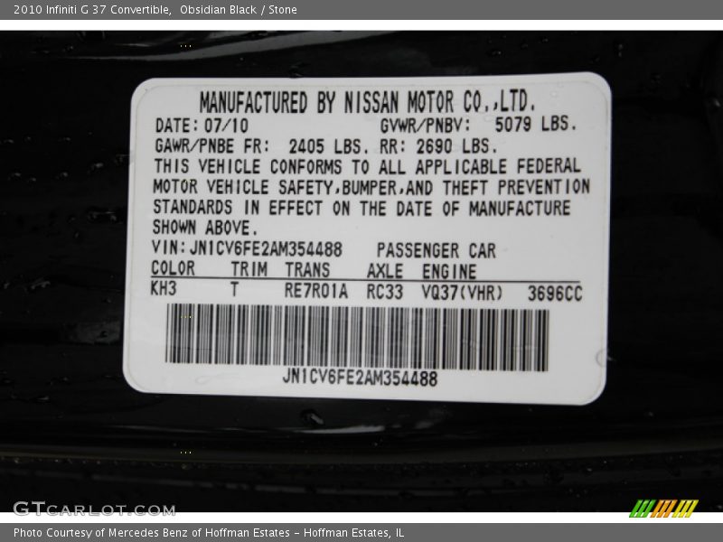 Obsidian Black / Stone 2010 Infiniti G 37 Convertible