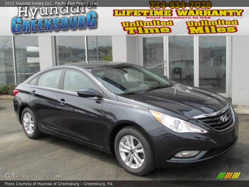 Pacific Blue Pearl / Gray 2013 Hyundai Sonata GLS