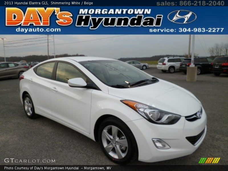 Shimmering White / Beige 2013 Hyundai Elantra GLS