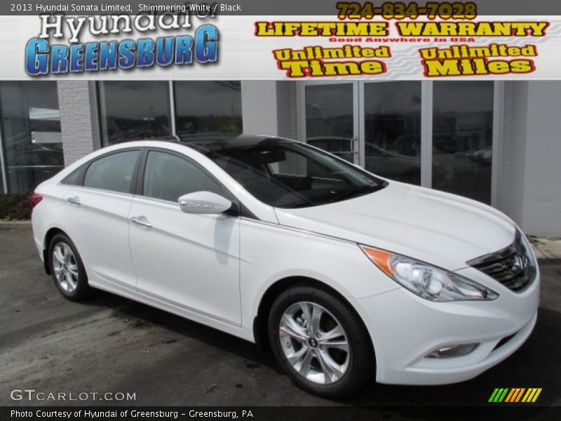 Shimmering White / Black 2013 Hyundai Sonata Limited