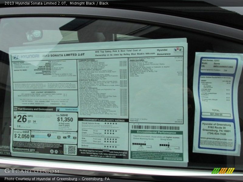 Midnight Black / Black 2013 Hyundai Sonata Limited 2.0T