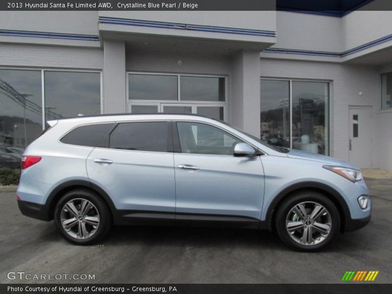 Crystalline Blue Pearl / Beige 2013 Hyundai Santa Fe Limited AWD