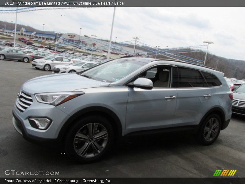 Crystalline Blue Pearl / Beige 2013 Hyundai Santa Fe Limited AWD
