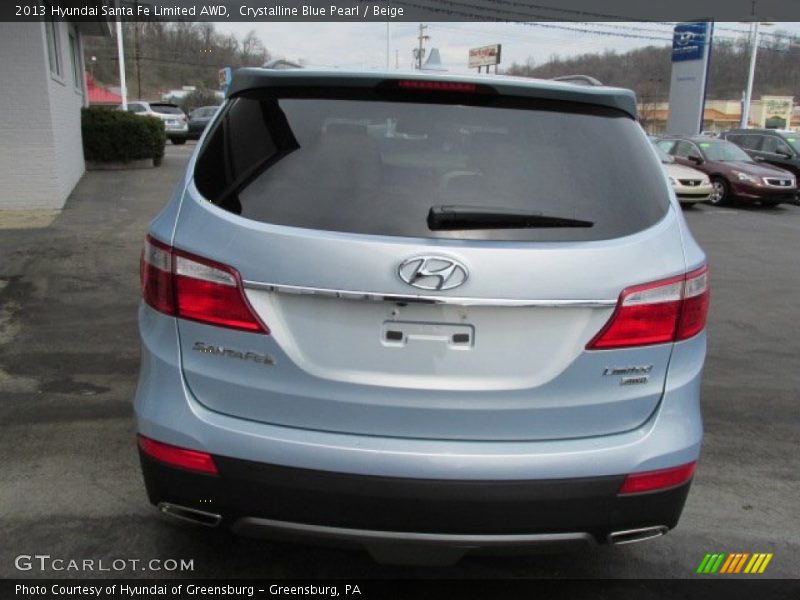 Crystalline Blue Pearl / Beige 2013 Hyundai Santa Fe Limited AWD