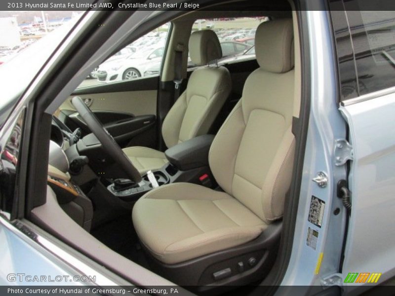 Crystalline Blue Pearl / Beige 2013 Hyundai Santa Fe Limited AWD