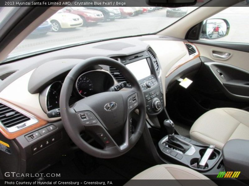 Crystalline Blue Pearl / Beige 2013 Hyundai Santa Fe Limited AWD