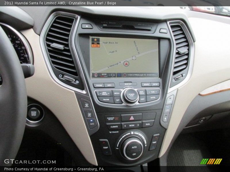 Crystalline Blue Pearl / Beige 2013 Hyundai Santa Fe Limited AWD