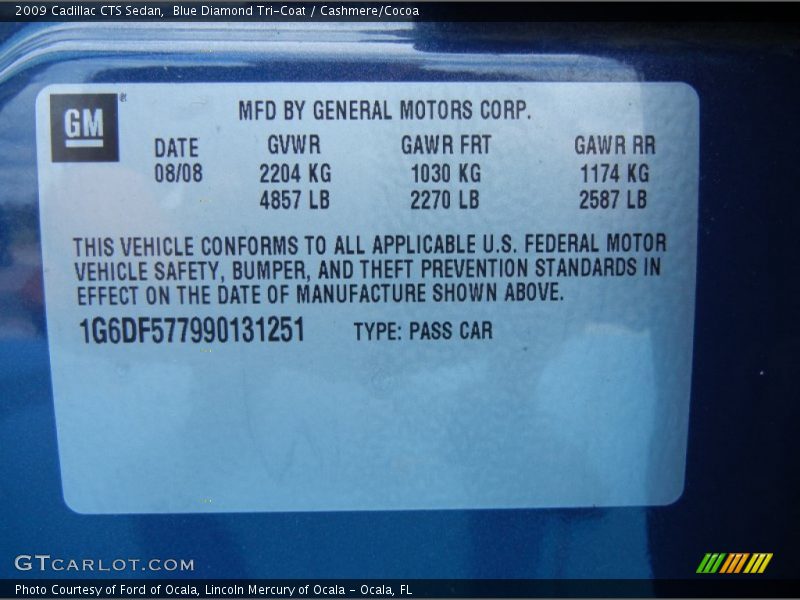 Blue Diamond Tri-Coat / Cashmere/Cocoa 2009 Cadillac CTS Sedan