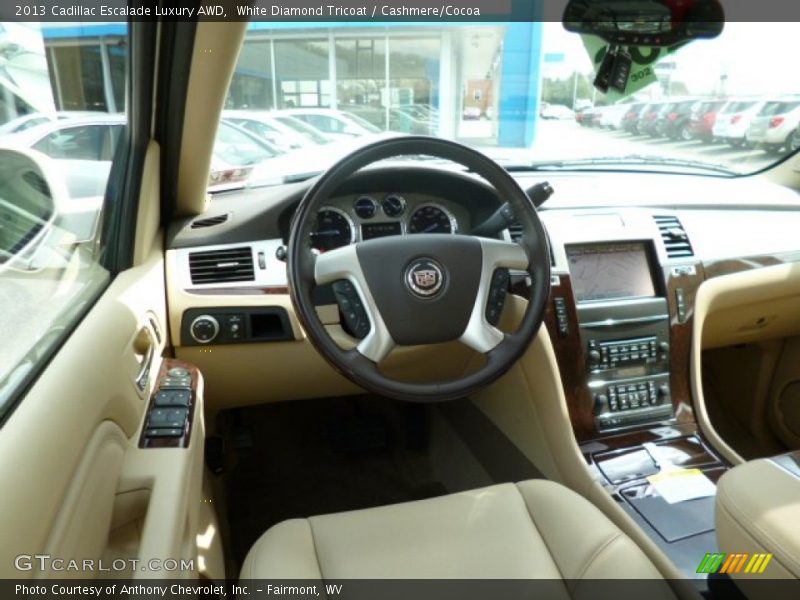 White Diamond Tricoat / Cashmere/Cocoa 2013 Cadillac Escalade Luxury AWD