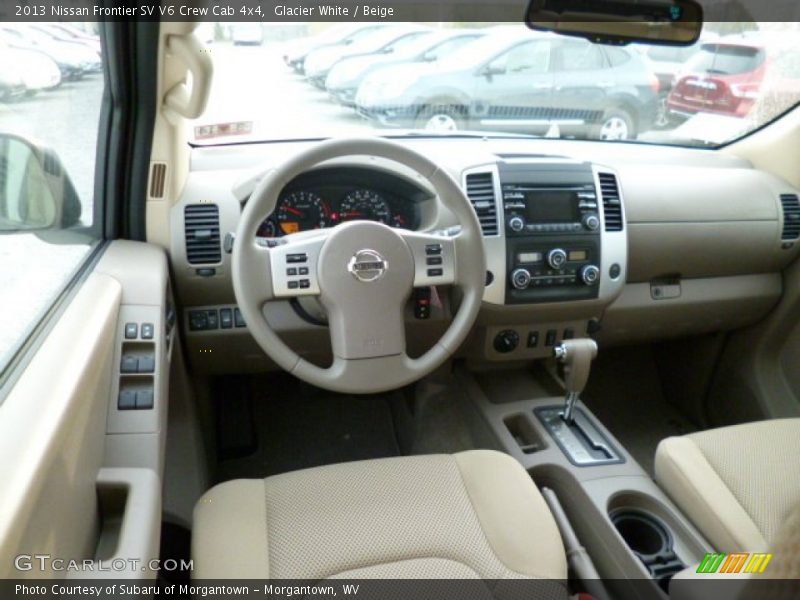 Glacier White / Beige 2013 Nissan Frontier SV V6 Crew Cab 4x4