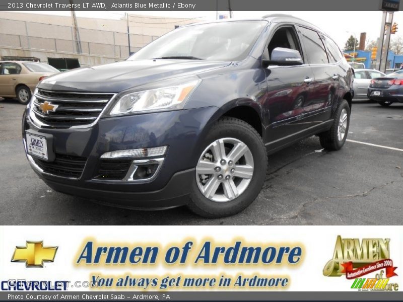 Atlantis Blue Metallic / Ebony 2013 Chevrolet Traverse LT AWD