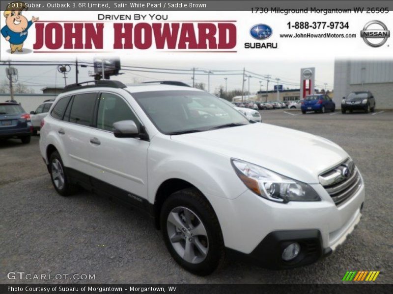 Satin White Pearl / Saddle Brown 2013 Subaru Outback 3.6R Limited