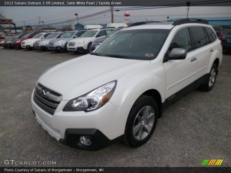 Satin White Pearl / Saddle Brown 2013 Subaru Outback 3.6R Limited