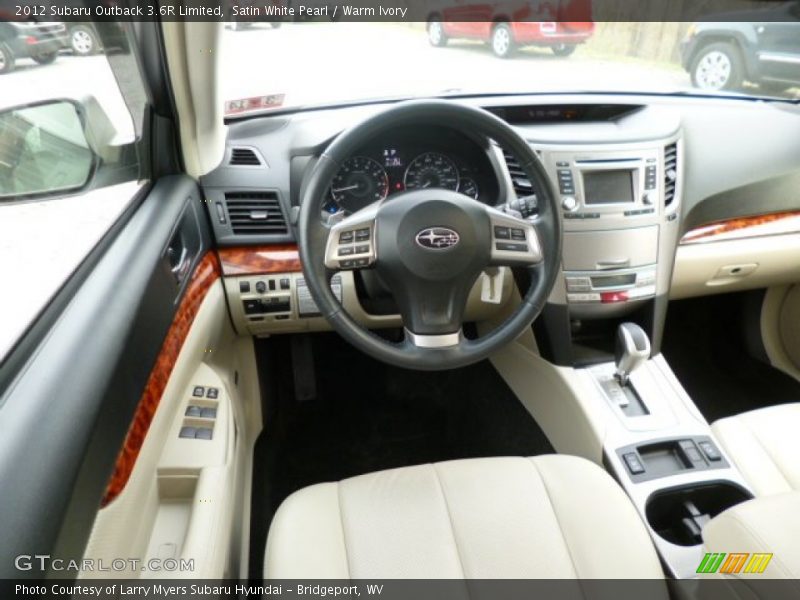 Satin White Pearl / Warm Ivory 2012 Subaru Outback 3.6R Limited