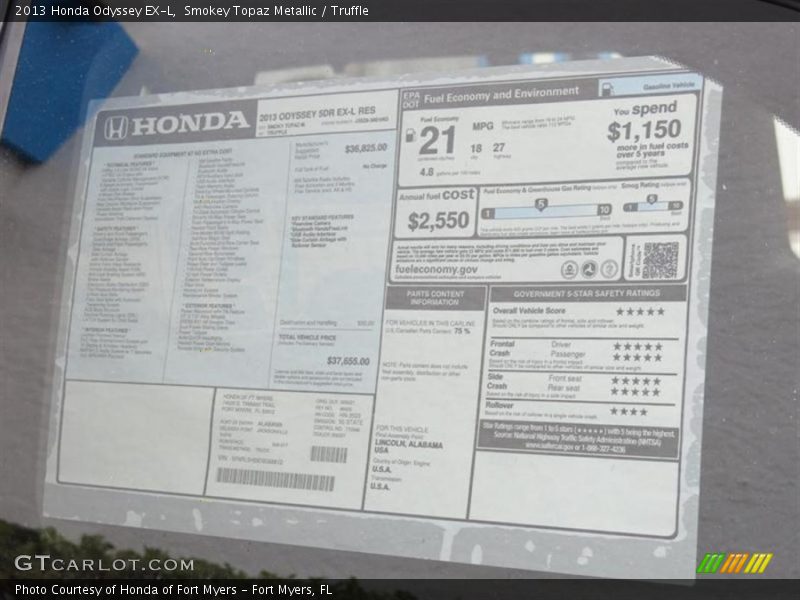 Smokey Topaz Metallic / Truffle 2013 Honda Odyssey EX-L