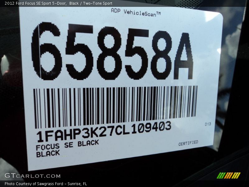 Black / Two-Tone Sport 2012 Ford Focus SE Sport 5-Door
