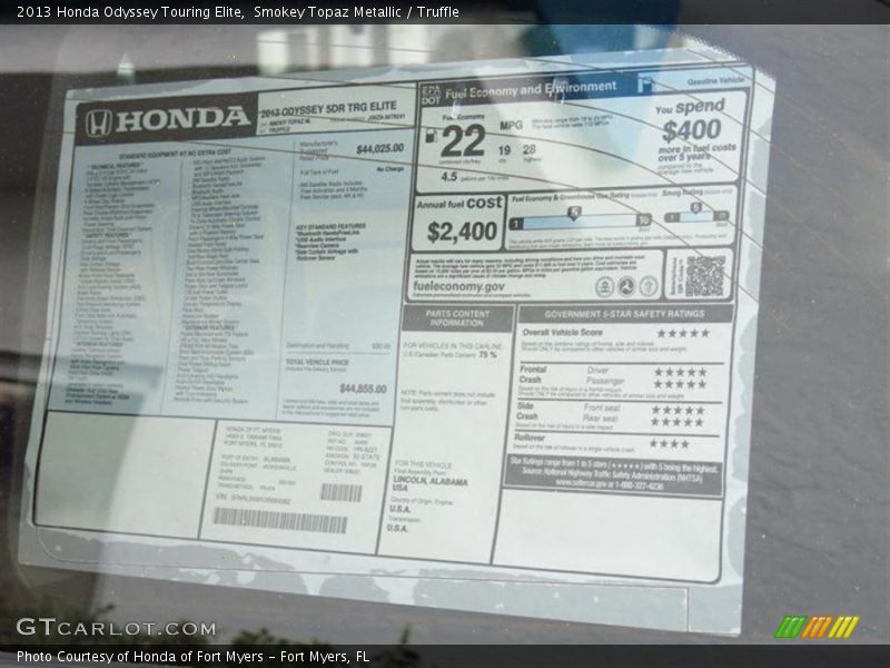 Smokey Topaz Metallic / Truffle 2013 Honda Odyssey Touring Elite