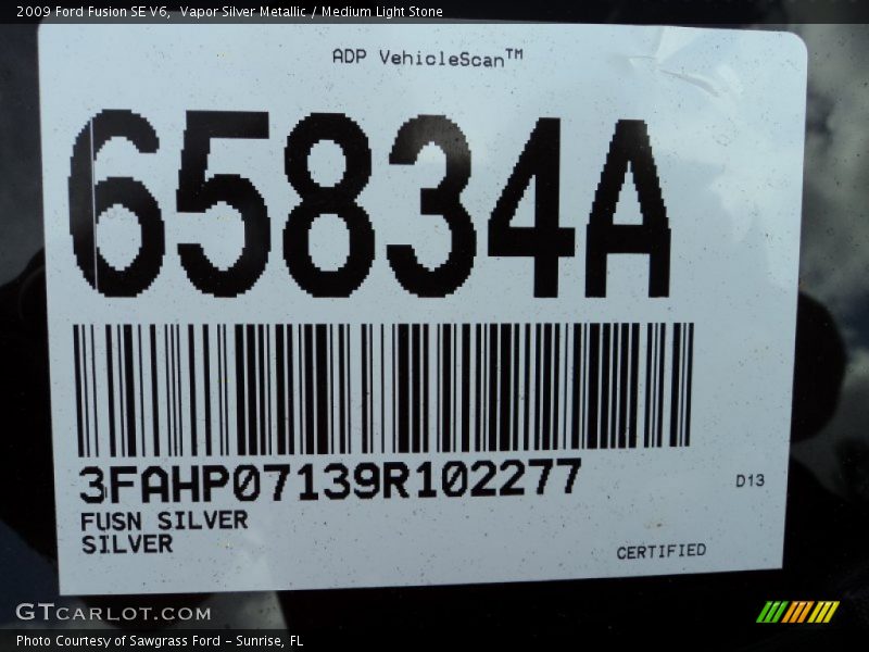 Vapor Silver Metallic / Medium Light Stone 2009 Ford Fusion SE V6