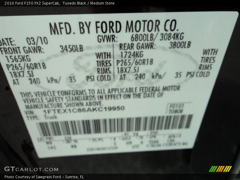 Tuxedo Black / Medium Stone 2010 Ford F150 FX2 SuperCab