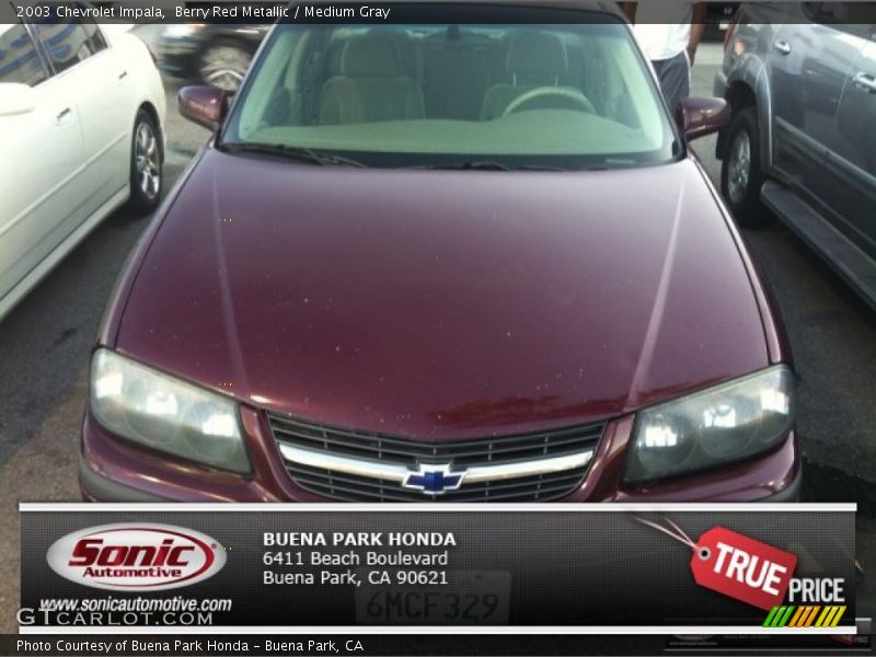 Berry Red Metallic / Medium Gray 2003 Chevrolet Impala