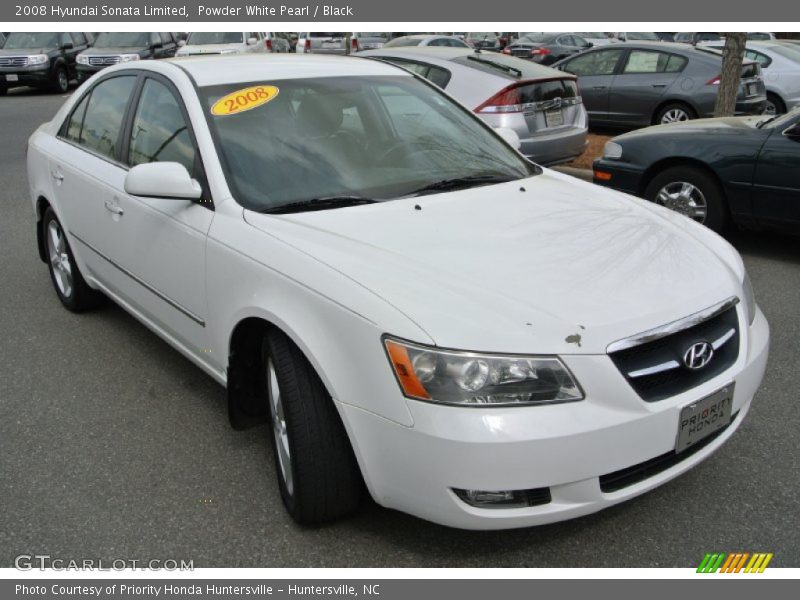 Powder White Pearl / Black 2008 Hyundai Sonata Limited