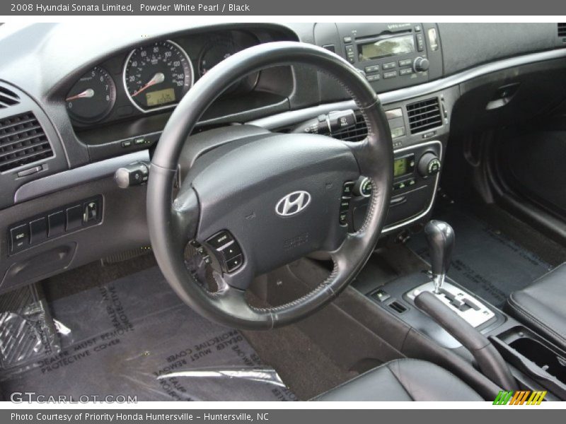 Powder White Pearl / Black 2008 Hyundai Sonata Limited