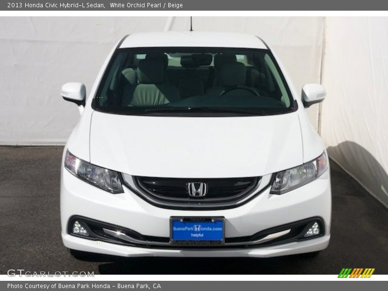 White Orchid Pearl / Beige 2013 Honda Civic Hybrid-L Sedan