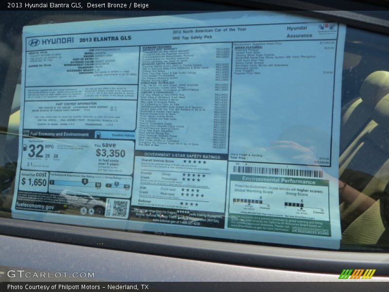 Desert Bronze / Beige 2013 Hyundai Elantra GLS