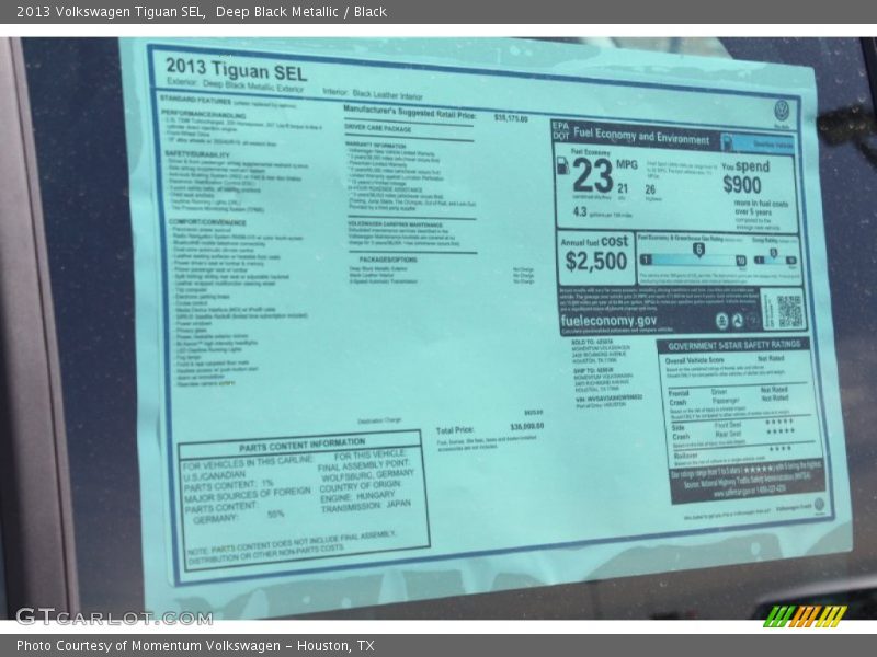 Deep Black Metallic / Black 2013 Volkswagen Tiguan SEL