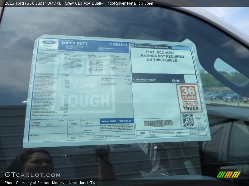  2013 F350 Super Duty XLT Crew Cab 4x4 Dually Window Sticker