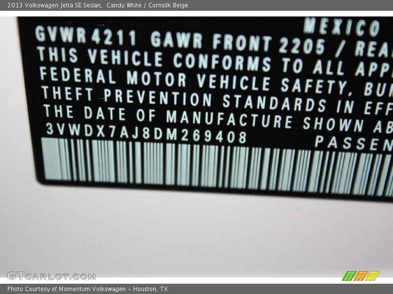 Candy White / Cornsilk Beige 2013 Volkswagen Jetta SE Sedan
