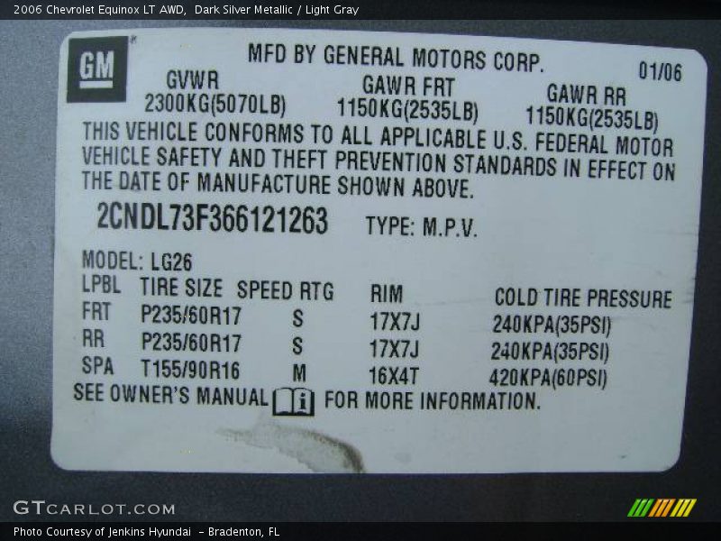 Dark Silver Metallic / Light Gray 2006 Chevrolet Equinox LT AWD