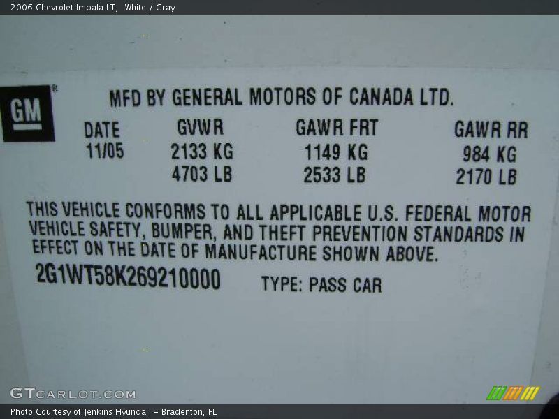 White / Gray 2006 Chevrolet Impala LT