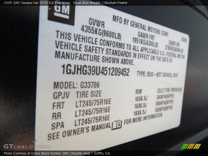 Deep Blue Metallic / Medium Pewter 2005 GMC Savana Van 3500 SLE Passenger